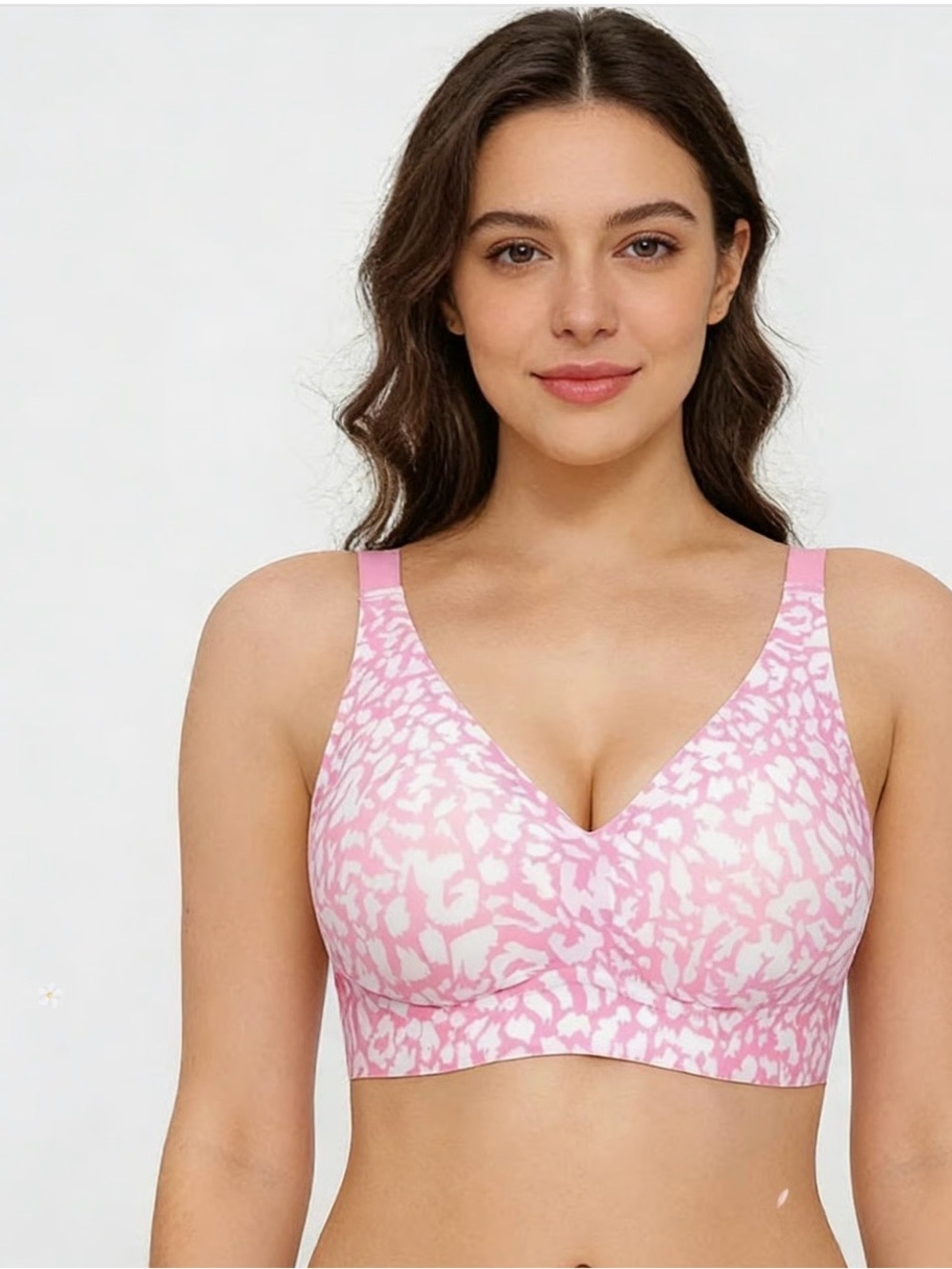 2 Bras. Nude and Pink Leopard Wireless Comfort Bra. - Picture 2 of 2